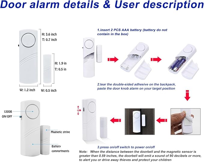 Personal Security Window & Door Alarm Bell | Wireless Sensor Door Window Burglar Alarm | Pack of 10 | Wireless Sensor Door Window Burglar Alarm | Pack of 10 - Image 6