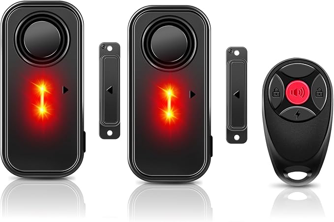 GREENCYCLE Door and Window Alarm, Pool Door Alarms for Home Security, IP66 Waterproof, 113dB, Alarm/Doorbell Mode, Emergency Function, Upgraded Door Gap spacing, Indoor/Outdoor Anti-Theft by greencycle