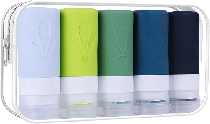 INSFIT Travel Bottles for Toiletries, TSA Approved 2oz Travel Size Toiletries, BPA Free Leak Proof Squeezable Silicone Tubes Travel Essentials for Shampoo Conditioner Lotion Soap by INSFITPortableTravelBottles