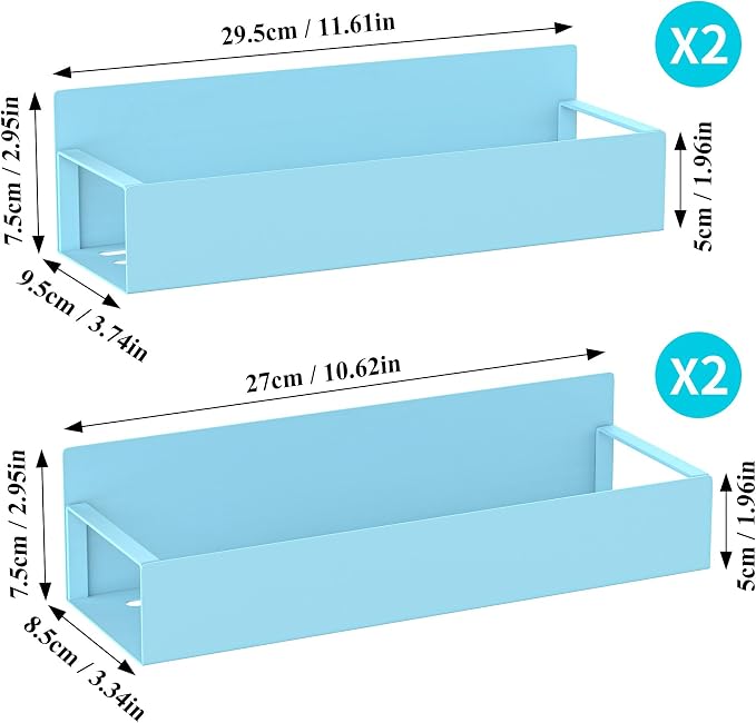 HuggieGems Metal Magnetic Spice Rack for Refrigerator Blue, 4 Pack | Magnetic Shelves Heavy Duty for Fridge in Kitchen, Seasoning Storage Organizer, For Oven Washer and Dryer, For Heavier Items - Image 7
