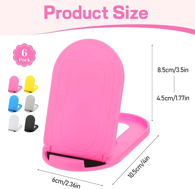 6PCS Foldable Phone Stand - Colorful Desk Office Cell Phone Holder, Mobile Tablet Holder for Airplane Headphone, Essential CellPhone Accessories, Portable Versatile Stand for Travel(6 Colors) - Image 7