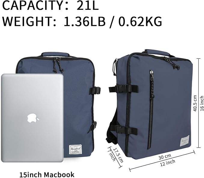 Small Carry-on Personal Item Backpack with luggage strap, Laptop Backpack for Men and Women, Business Travel Gym Sport, Pewter - Image 2