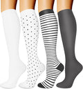 Compression Socks for Women & Men Circulation (4 Pairs) 15-20 mmHg is Best Support for Nurses Running Hiking Travel by BLONGW