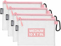 Air Production Medium Clear Zipper Pouch (4-Pack) – Cable Organizer & Travel Gear Bag for Electronics, Camera Accessories, Tool Pouch & Small Tech Storage (Pink) by Unknown