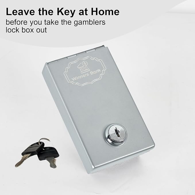 Metal Box for Gambler - Winners Bank Portable Safe Casino Money Pocket Sized Cash Box with Key Go Home Money (Silver) - Image 7
