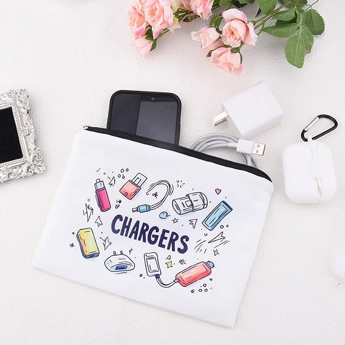 Sisadodo Chargers Organizer Travel Bag for Women Men Charging Cable Bag with Zipper Electronics Storage Bags Cord Plug Phone Earbud U Disk Storage Bags Organizer Toiletry Travel Cosmetic MakeupBag - Image 4