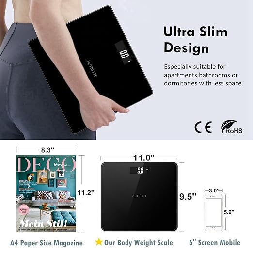 Digital Bathroom Scale for Body Weight 0.1lb with 2 AAA Batteries | 0.1lb Precision, 330lb Capacity, Backlit LCD Screen, Bath Scale for Accurate Weight Watching, Elderly Safe Home Use, Black - Image 2