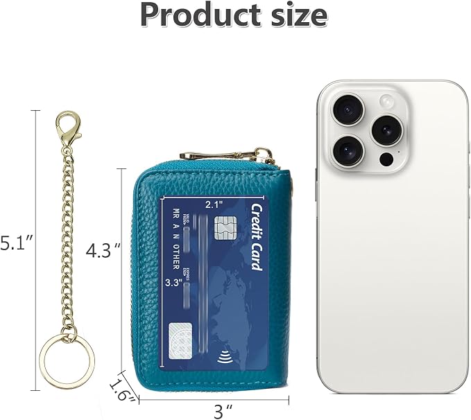 imeetu Rfid Credit Card Holder, Businese Card Case, Wallet for Women Men | Genuine Leather Card Wallet with id Window, Keychain & Double Zipper, Water-resistan Small Wallet with Gift Box, Daily Travel - Image 6