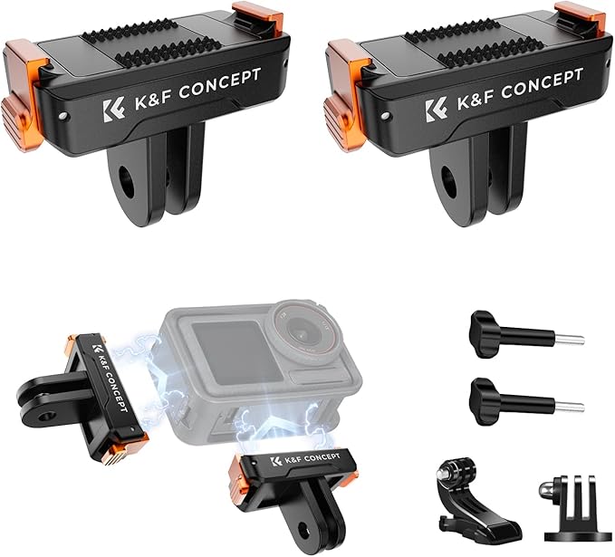 K&F CONCEPT Magnetic Quick Release Adapter Mount for DJI Osmo Action 5 Pro | 2 Pack Extension Base Bracket with 1/4" Adapter/Quick-Release Buckle for DJI Osmo Action 4/Action 3/Osmo 360 Accessories PP05 by KFCONCEPT