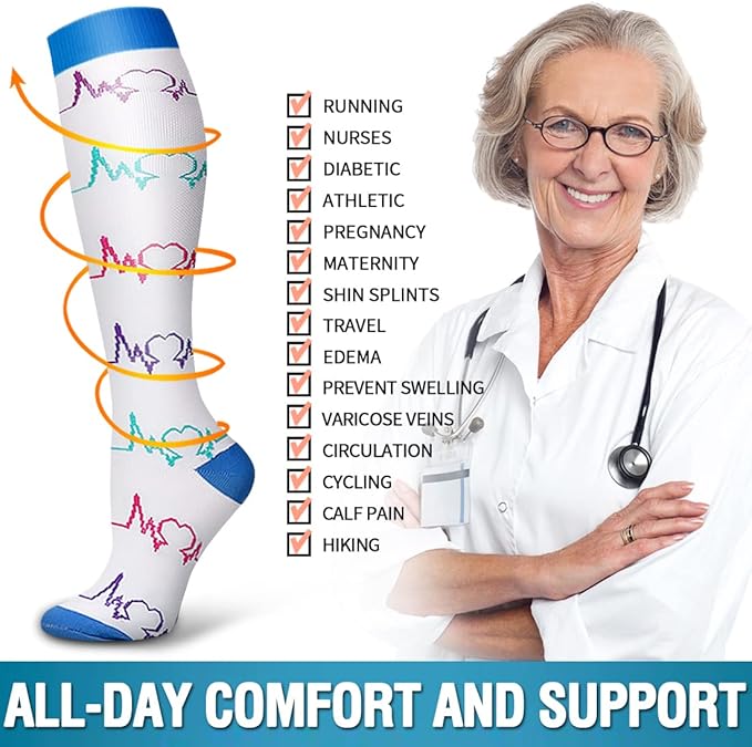 6 Pack Copper Compression Socks for Women and Men Circulation-Best Support for Medical,Running,Nursing,Athletic - Image 6