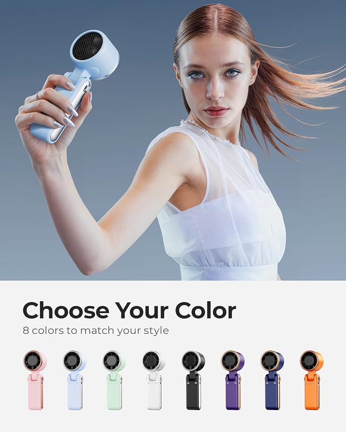 Portable Handheld Turbo Fan - 5 Gear High Speed 4000mAh Rechargeable Mini Personal Hand Fan Blow Cold Air, Battery Operated Travel Essentials, Gifts for Women, Men (Dew Drop Blue) - Image 7