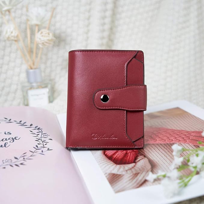 BOSTANTEN Leather Womens Wallet Small RFID Blocking Credit Card Holder | Removable ID Window, Zipper Coin Pocket, Bifold, Minimalist, Fits Small Purses, Daily Use, Ladies Gifts, Wine Red - Image 7