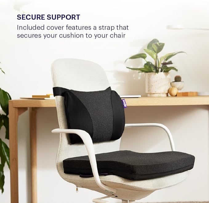 Purple Back Cushion, Lumbar Support Pillow for Office Chair, Car Seat | GelFlex Grid Molded to Your Lower Back, Adjustable Strap - Pressure-Reducing, Temperature-Neutral - Made in USA - Image 4