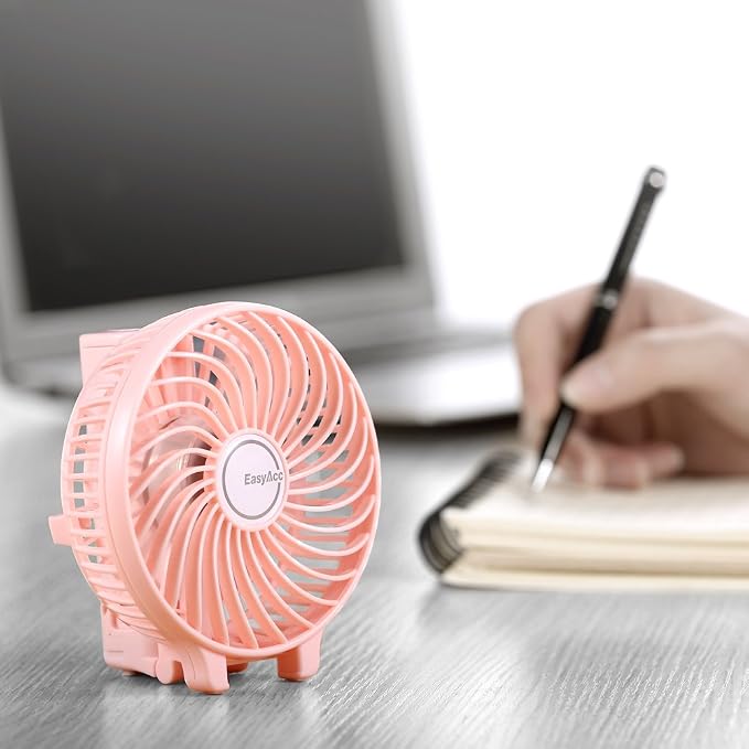 EasyAcc Mini Handheld Fan, Personal Cooling Fan Folding USB Desk Fan Small Portable Table Fan for Travel Camping Outdoors Office Home - Pink - Image 3
