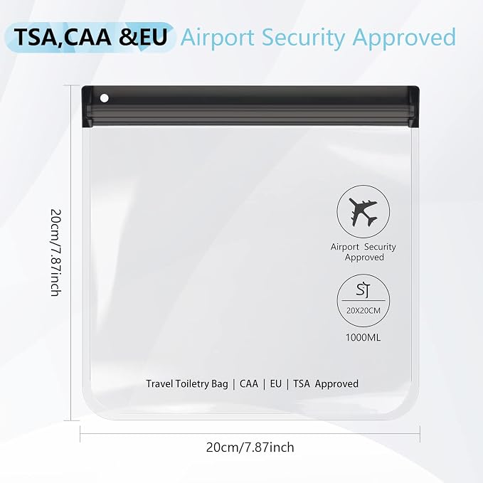 SLIJAR 4Pcs Clear TSA Approved Security Toiletry Bag Quart Size for EU UK & US Carry-on Regulations Waterproof & Leakproof Travel Bags for Liquids - Image 2