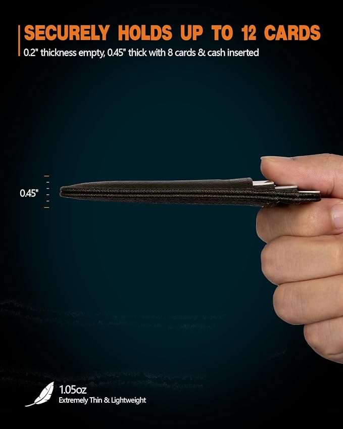 RUNBOX Slim Wallet for Men and Women, RFID Blocking Leather Card Holder | Minimalist 8-slot design fits IDs and credit cards in a thin profile for front pockets, purses, pants and travel - Image 3
