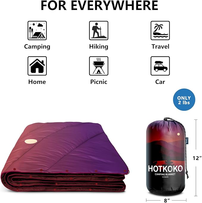 Puffy Camping Blanket,Large Camp Blanket Outdoor Camping Quilt Waterproof | Lightweight Printed Warm Packable Down Alternative Blanket for Camping,Traveling, Stadium, Hiking, Picnics - Image 7
