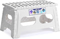 Delxo Folding Step Stool 9 inch,300Lbs Extra Wide Step Stool for Kids | Foldable Step Stool,15-Inch Extra Wide Non-Slip Foot Stools with Handle,Lightweight for Kitchen,Bathroom,Bedroom,Garden White by Delxo