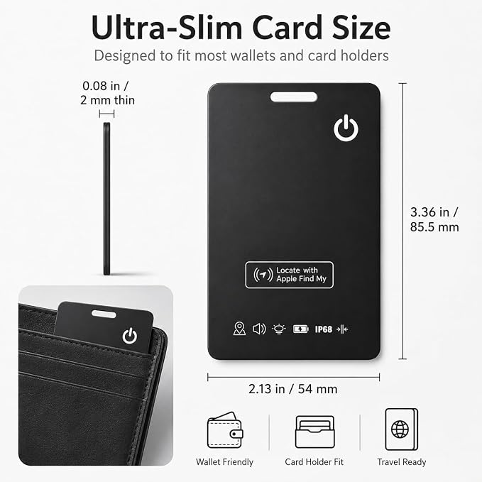Rechargeable Wallet Tracker Card for Apple Find My, iOS Only, 2 Pack | Ultra-slim fit, sound alerts, last known location, up to 5 months per charge, no subscription; a practical travel gift - Image 4