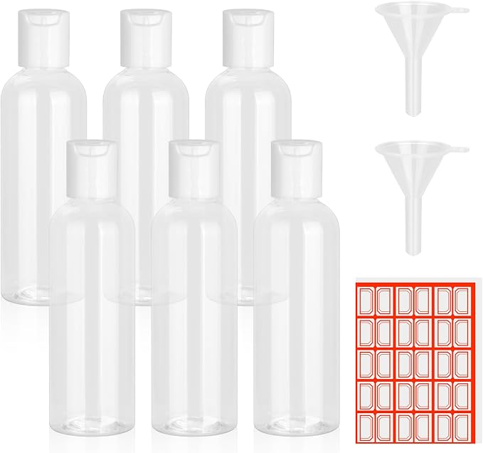 6 Pack Travel Bottles for Toiletries, 3.4 oz Travel Bottles TSA Approved Leakproof Plastic Empty Bottles, Toiletry Containers with Labels for Shampoo Conditioner Lotion Travel Essentials Accessories by CHGANG