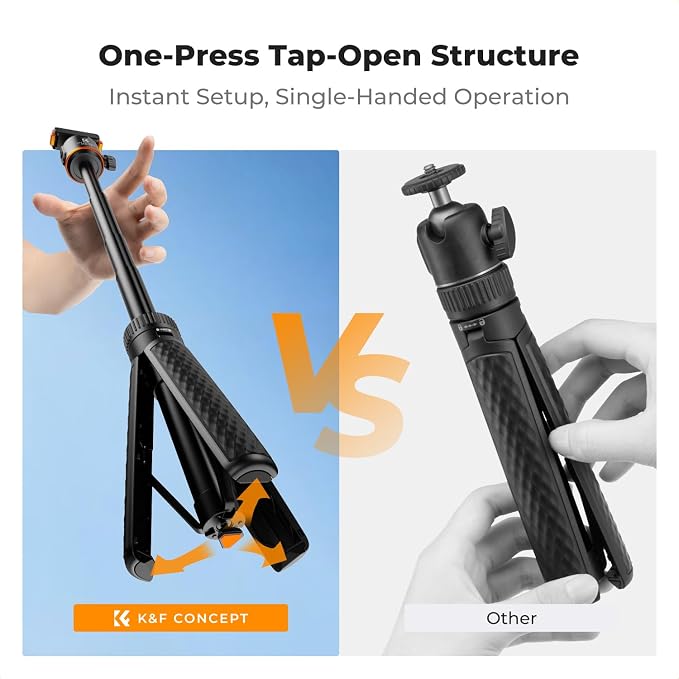 K&F CONCEPT 25.6" Selfie Stick Tripod for DJI Osmo Action 5 Pro | Pop Open Extendable Handle Grip Magnetic Quick-Release Adapter Travel Video Shooting Stand for Osmo Action 3/4/Osmo 360 MS78 - Image 3