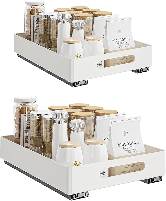2 Pack Pull Out Cabinet Organizer, Adhesive Slide Out Drawer for Cabinets, Peel and Stick Pull Out Drawer Shelves, Multifunctional Drawer Organizers for Kitchen,Bathroom, Bedroom (White) - Image 9
