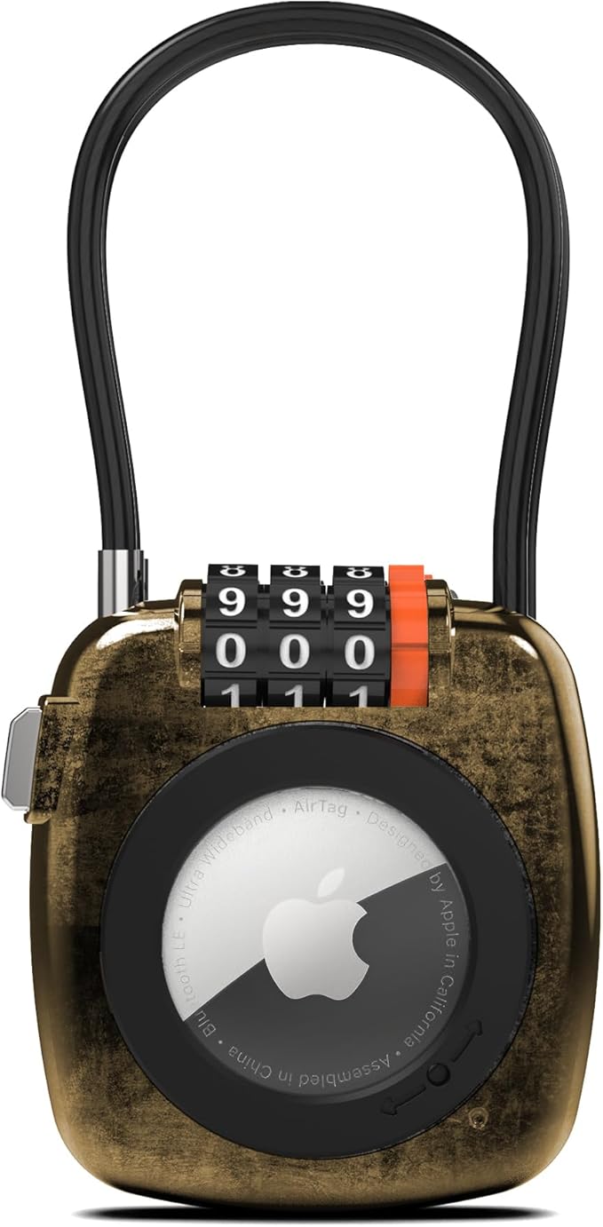 Lockable AirTag Holder with 3-Digit Combination Lock, Metal AirTag Lock Case Compatible with Apple Finder for Luggage, Suitcase Zipper, Backpack, Bag, Bike, Outdoor Gear Travel Tracking by SpecializeinCombinationLock