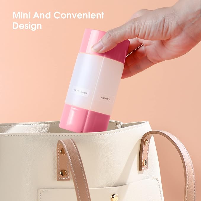 Olatay Travel Bottle, TSA Approved 4-in-1 Leak-Proof Bottle, 4 * 60ml/2oz, with 2 Pre-Printed Labels for Travel Gym Camping, Carry-on Travel Size Toiletries Shampoo Lotion Bottle for Women Men (Pink) - Image 5