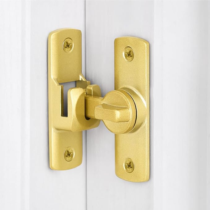 Gold 90/180 Degree Flip Lock,Aluminum Alloy Barn Door Latch | Right Angle Door Lock Latch,Sliding Door Latches,Flip Gate Latches,for bedroom,garage,drawer,cabinet,window,pet enclosures - Image 3