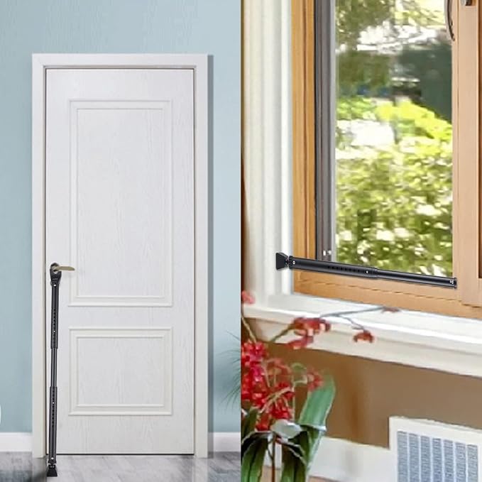 Door Security Bar Adjustable Door Jammer Door Stopper | Sliding Door Security Bar Barricad 2 in 1 Heavy Duty Window Security for Home Patio Door Apartment Travel Hotel Dorm - Image 5