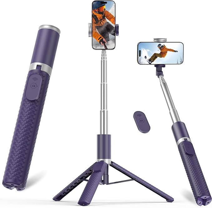 Tripod for iPhone, Selfie Stick with Remote, Stable & Durable Phone Tripod | Portable Travel Cell Phone Stand, Extendable All-in-1 Tripod for Video Recording Compatible with iPhone Android by VIMOSE