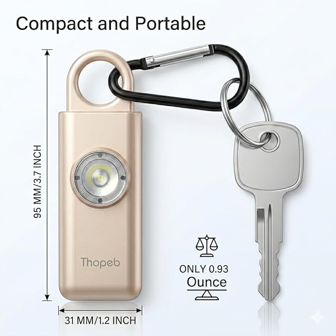 Personal Safety Alarm for Women – Superior Loud Siren & SOS Strobe | Premium Compact & Well-crafted Self Defense Keychain Alarm, College Dorm Essential, Variety of Colors (Metallic Rose) - Image 3