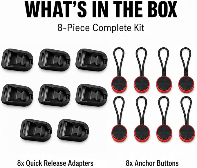 8-Piece Camera Strap Quick Release Connector Kit | Includes quick-release buckles and anchor connectors for DSLR, mirrorless, action cameras, and camera straps. - Image 7