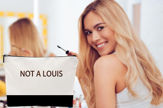 ZUYUROU Funny Makeup Bag for Women - NOT A LOUIS Sarcastic Quote Pouch - Trendy Two-Tone Canvas Cosmetic Organizer - Humorous Gag Gift for Best Friend, Travel, and Daily Use - Image 6