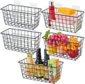 JUNCHU CHERRY 5 Pack Hanging Storage Basket, Bathroom Basket, Household Goods, with Traceless Tape, no Drilling, for Cabinet Storage, Kitchen, Bathroom, Storage Room,Black by JUNCHUCHERRY