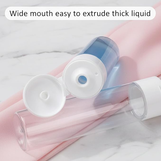 Travel Bottles for Toiletries 9 PCS 3.4oz Wide Mouth Clear Bottles | Wide Mouth, TSA Approved, Leak Proof, 0.35oz Cream Jars, 2oz Spray Bottle, for Shampoo, with lable, and a Toiletry Bag - Image 5
