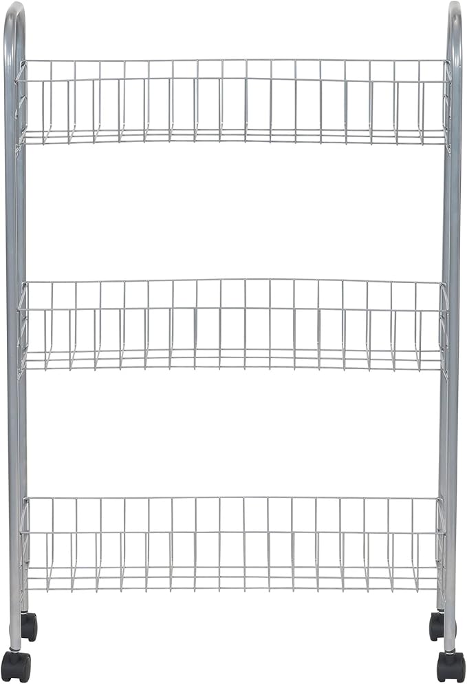 Household Essentials Slim Storage Cart, 3 Shelf Storage Cart with Wheels, Perfect for Laundry Rooms, Bathrooms, Pantries, Kitchens and More by HouseholdEssentials