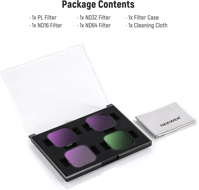 NEEWER ND & CPL Filter Set Compatible with Insta360 Ace Pro, ND16 ND32 ND64 CPL 4 Pack Action Camera Accessories Polarizer Neutral Density Filters with Multi Coated Optical Glass & Slim Aluminum Frame - Image 9