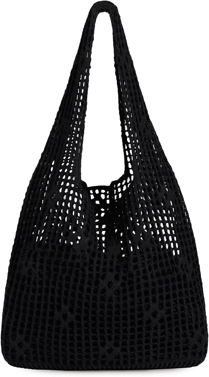 Sightor Crochet Tote Bag, Mesh Beach Bag Knit Summer Hobo Bag for Women | Beach Tote bag Vacation Outfits Aesthetic Boho Bag by Sightor