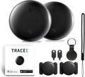 Tracee GPS Tracker 2.0, 2 Pack Magnetic Hidden Locator, Advanced Bluetooth Anti-Lost Tracker with Protective Case and Lanyard, Universal Compatibility with iOS & Android Systems, Black by Unknown