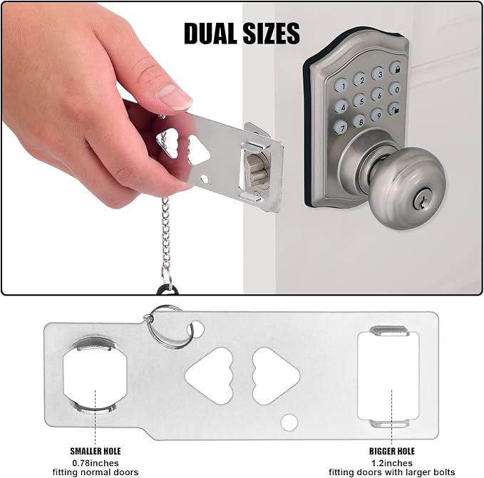 Portable Door Lock, Door Lock Self-Defense Security Device | Portable Door Locks for Travel Home, Apartment, Hotel, Living Motel, School Dorm, House for Open Inwards Door - Image 3