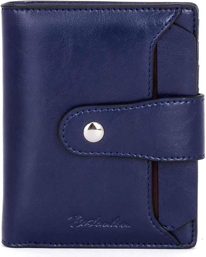 BOSTANTEN Leather Womens Wallet Small RFID Blocking Credit Card Holder | Removable ID Window, Zipper Coin Pocket, Bifold, Minimalist, Fits Small Purses, Daily Use, Ladies Gifts, Navy Blue by BOSTANTEN