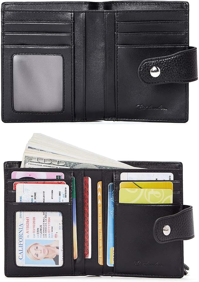 BOSTANTEN Leather Womens Wallet Small RFID Blocking Credit Card Holder | Removable ID Window, Zipper Coin Pocket, Bifold, Minimalist, Fits Small Purses, Daily Use, Ladies Gifts, Black - Image 4