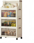174QT Stackable Storage Bins with Lids & Rack, 4 Tier Large Capacity Foldable Storage Cabinet, Clear Collapsible Pantry Organizer for Home, Kitchen, Bathroom, Dorm, Office by FoldTrend