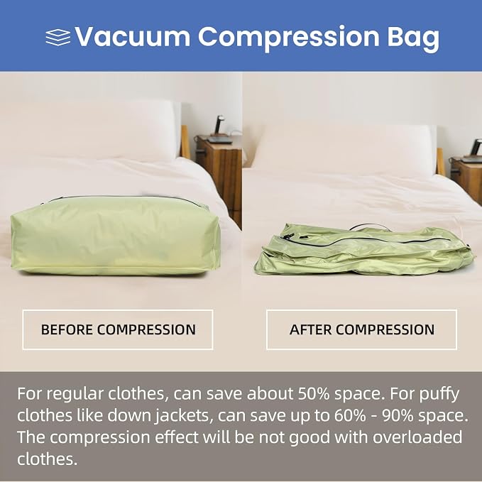 BAGAIL TPU Vacuum Bag for Travel, Reusable Compression Bag with IPX8 Waterproof Zipper, Save Space for Suitcase, Backpack and Carry on (Beige, ExtraLarge, No Pump) - Image 3