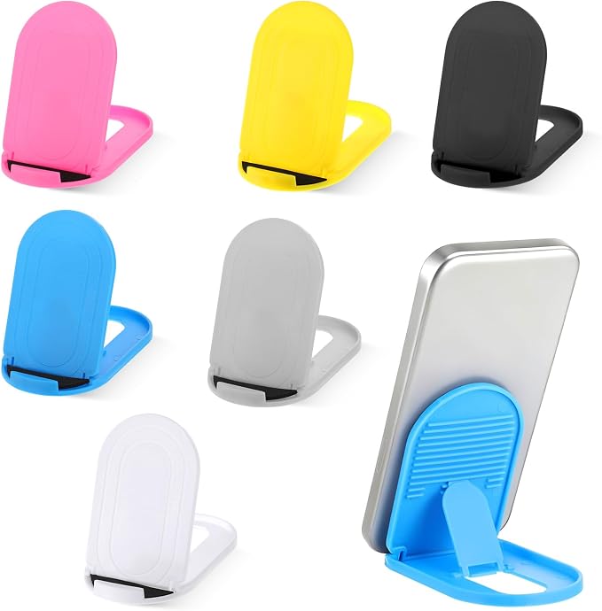 6PCS Foldable Phone Stand - Colorful Desk Office Cell Phone Holder, Mobile Tablet Holder for Airplane Headphone, Essential CellPhone Accessories, Portable Versatile Stand for Travel(6 Colors) by Unknown