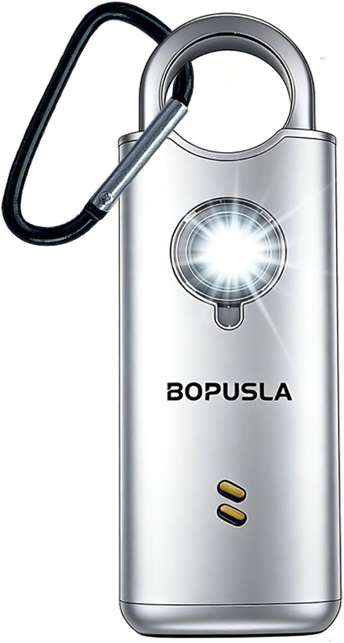 135dB Personal Safety Alarm for Women, SOS Strobe Alarm,Silver | Rechargeable alarm with Type-C port and emergency flashlight, ideal for outdoor activities and night travel by Unknown