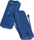 citicr Portable Charger 20000mAh PD20W w/Built-in Cables & Wall Plug Navy | High capacity, Fast charging, Built-in wall plug, LED display, Charge 5 devices at once, Pass through charging, TSA approved by CITICR