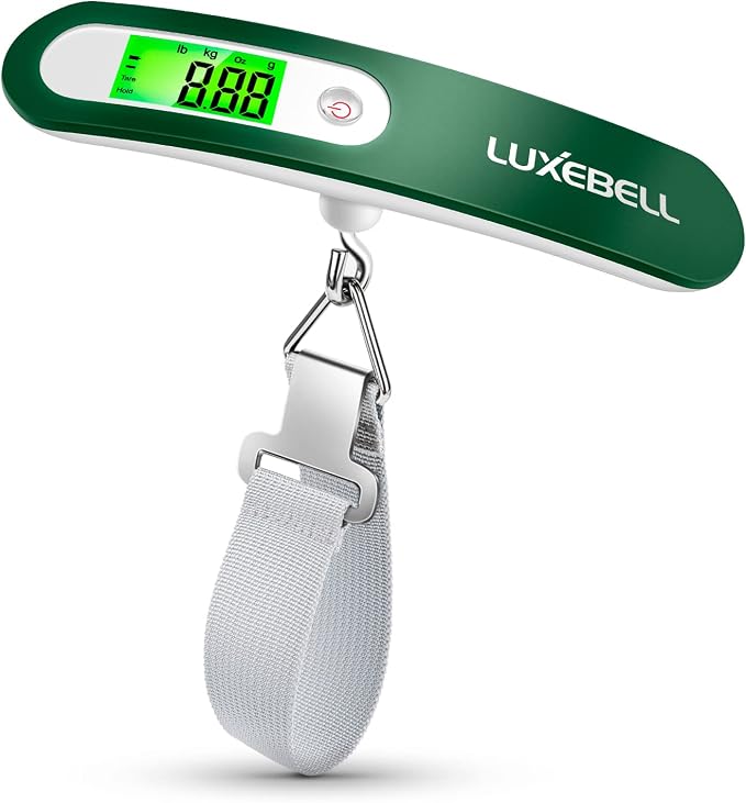 Digital Luggage Scale Vacation Travel Essentials Accessories Gifts for Traveler Portable Suitcase Handheld Weight Scale 110 lbs Hanging Baggage Travel Must Haves by Luxebell