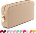 Embla Medium Travel Makeup Bag and Waterproof Nylon Travel Toiletry Bag with Smooth Zipper, Compact Slim Cosmetic Pouch, Beige by Embla